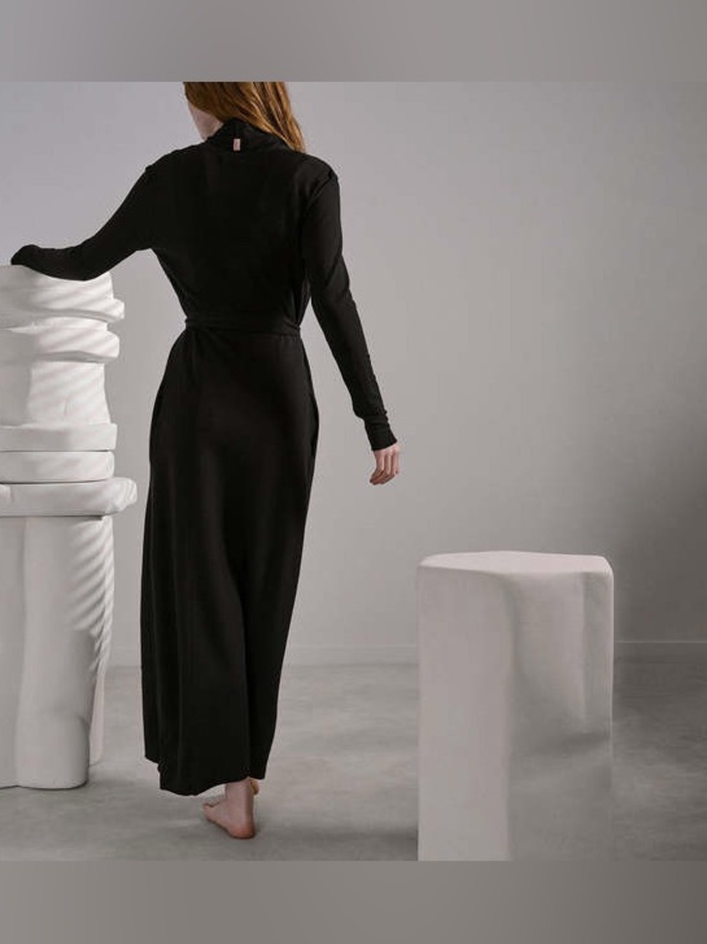 Lunya The Robe Dress Wrap In Black Pima Cotton Size Medium Loungewear Pockets - Picture 3 of 12